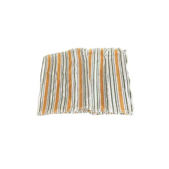 Williams Sonoma Striped Kitchen Towels Set Of 4 Orange Green White 100% Cotton - Picture 1 of 10